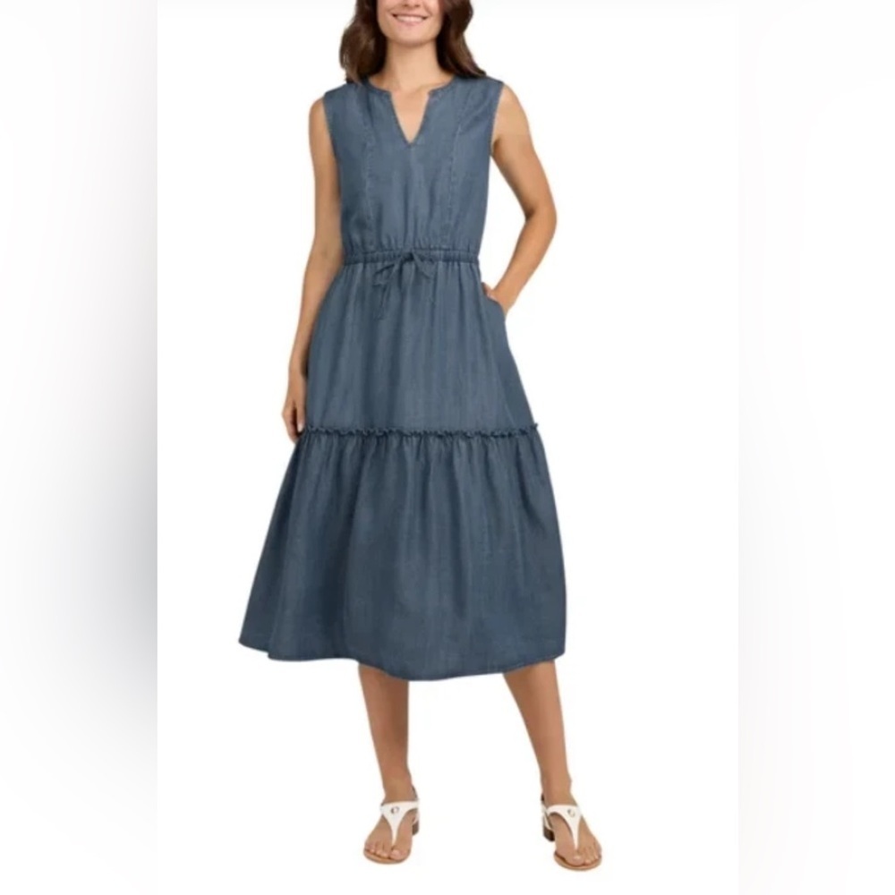 Lands End Lycocell Tiered Ruffle Hem Dress - Picture 2 of 13